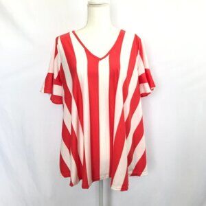 Heathmoor Red & White Stripe Blouse Top. NWT